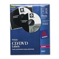 Avery White CD Labels for Laser Printers, 40 Disc Labels and 80 Spine Labels (5692)