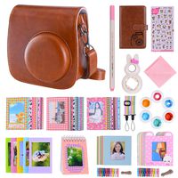 Bsuuy Instax Mini 9 Camera Accessories Bundles Compatible with FujiFilm Instax Mini 9 Mini 8 Mini 8+ Camera with Mini 9 Case, Six Color Filters,Rainbow Shoulder Strap etc.（Classic Brown 14Items）