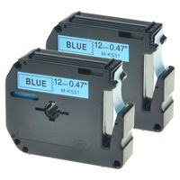 GREENCYCLE Compatible for Brother M531 M-K531 MK531 M-531 Standard Label Tape 1/2" x 26.2ft (12mm x 8m) for PT-45M PT-90 PT-70BM PT-70 PT-M95 PT-65 PT-85 Labeling Maker (Black on Blue, 2 Pack)