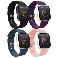 Compatible with Fitbit Versa Bands for Women Men Large Small, Adjustable Replacement Wristbands for Fitbit Versa/Versa Lite Edition/Versa Special Edition/Versa 2, Black Purple Slate Pink, Small