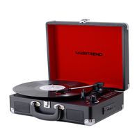 Musitrend Vinyl Records Player Portable Suitcase Turntable Built-in Speakers, USB/SD Recorder, Headphone Jack, RCA line Out, Black