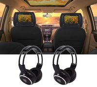 Pair Rockville RHP7-BK 7 Black Plug N Play Car Headrest Monitors+ Headphones