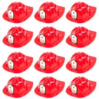 Super Z Outlet 12 Pack Red Firefighter Children's Fireman Soft Plastic Helmet Dress Up Party Hats