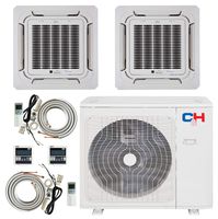 COOPER AND HUNTER Dual 2 Zone 12000 24000 Ductless Mini Split Ceiling Cassette Air Conditioner Heat Pump Energy Star Multi Sophia Series