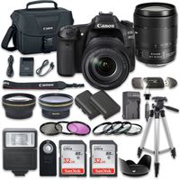Canon EOS 80D Wi-Fi Full HD 1080P Digital SLR Camera with Canon EF-S 18-135mm f/3.5-5.6 IS USM Lens + 2pc SanDisk 32GB Memory Cards + Accessory Kit
