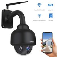 Dericam PTZ WiFi IP Security Camera,1080P Surveillance CCTV Outdoor Camera, Pan/Tilt/Zoom, 4X Optical Zoom, Night Vision, Motion Detection, IP65Weatherproof Pre-installed 32G SD Card, Black