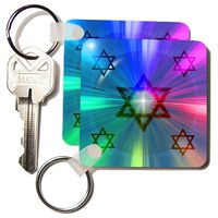 3dRose STAR OF DAVID - ENERGY BURST - Key Chains, 2.25 x 4.5 inches, set of 2 (kc_8337_1)