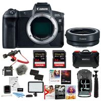 Canon EOS R Full-Frame Mirrorless Digital Camera (Body Only) with Canon Mount Adapter EF-EOS R 2971C002 & 64GB SD Card Advanced Travel Kit