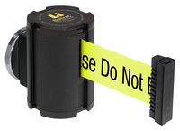 Lavi Industries 50-41300MG/WB/FY/S6 Beltrac 13' Magnetic Wall-Mounted Retractable Belt Barrier, Wrinkle Black with"Caution - Please Do Not Enter" Belt