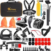 Kitway 65-in-1 Action Camera Accessories Kit for Akaso EK7000/DJI Osmo Pocket/Wewdigi EV5000/GoPro Max, Hero 8 Black, Hero 7 Black 6 5 4 3+ 3 2 1/DBpower N6/Crosstour (Accessories for Action camare)