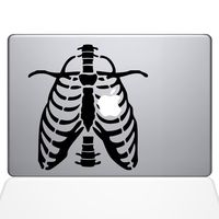 The Decal Guru Ribcage Apple Heart MacBook Decal Vinyl Sticker - 13" MacBook Air - Black (0223-MAC-13A-BLA)