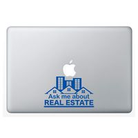 Crazy4Decals Ask ME About Real Estate Decal Vinyl Sticker for Laptop Notebook MacBook Air/Pro Dell HP Walls Windows, Computers, Water Bottles and More (Royal Blue / 10")