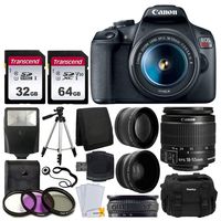 Canon EOS Rebel T7 DSLR Camera + EF-S 18-55mm f/3.5-5.6 is II Lens + 58mm 2X Professional Telephoto & 58mm Wide Angle Lens + 32GB & 64GB Memory Card + Photo4less DC59 Case + 60" Tripod + Slave Flash