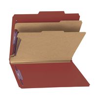 Smead PressGuard Classification File Folder with SafeSHIELD Fasteners, 2 Dividers, 2" Expansion, Letter Size, Red, 10 per Box (14205)