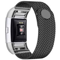 Bopha Replacement Bands Compatible for Fitbit Charge 2 Stainless Steel Metal Bracelet with Unique Magnet Clasp (Large, Black)