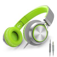 AILIHEN C8 Foldable Wired Headphones with Microphone and Volume Control for Cellphones Tablets Smartphones Laptop Computer PC Mp3/4 (Gray/Green)
