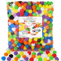 Caydo 1000 Pieces 1 inch Pompoms Arts and Crafts Pom Poms Ball for Valentine Hobby Supplies and Creative Craft DIY Material