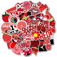 Stickers for Water Bottles, 50 Pcs Hydro Flask Sticker Pack, Trendy VSCO Vinyl Aesthetic Stickers for Laptop Hydroflasks Skateboard, Waterproof Cool Cute Sticker for Teens Girls Adult, Red