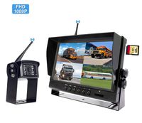 CAMONS 2K FHD 1080P Wireless RV Backup Camera System Kit, 9" HD LED Monitor Quad Split, Built-in DVR, 120°AHD IR Night Vision IP69 Waterproof Rear View Reverse Camera for Trailer/Truck/Pickups