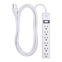 GE 6 Outlet Power Strip, 8 Ft Long Extension Cord, Grounded Outlets, UL Listed, White, 14832