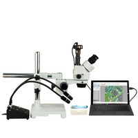 OMAX 2.1X-180X 9MP Digital Zoom Stereo Boom Stand Trinocular Microscope+6W Dual LED Gooseneck Light
