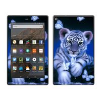 Skin Decal Vinyl Wrap for Amazon Fire HD 8 Tablet 8" inch Skins Stickers Cover/Cute White Tiger Cub Butterflies