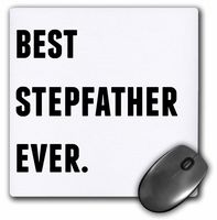 3dRose Best Stepfather Ever, Black Letters on A White Background Mouse Pad, 8" x 8" (mp_213359_1)