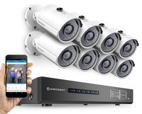 Amcrest Full-HD 1080P 8CH Video Security System - Eight 1920TVL 2.1-Megapixel Weatherproof IP67 Bullet Cameras, 65ft IR LED Night Vision, 2TB HDD, HD Over Analog/BNC, Smartphone View (White)
