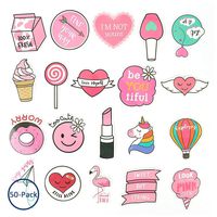 50PCS Pink Lollipop Laptop Sticker, Bosiwee Cute Pink Cartoon Stickers Waterproof Removable Vinyl Party Favors Decal Stickers for Girl Birthday Supplies Decorations