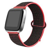 bayite Soft Bands Compatible with Fitbit Versa/Versa 2 Women Men, Breathable Sport Loop Band Replacement Accessories Wristband,Black and Red