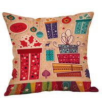 Indexshop Merry Christmas Tree Santa Series Cotton Linen Square Throw Pillow Case Decorative, with Invisible Zippers and Merry Christmas Series Patterns, 18 x 18 Inch (A)