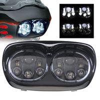 SUNPIE 5-3/4" Black Motorcycle Projector Day Maker Dual LED Headlight for 2004~2013 Harley Davidson Road Glide