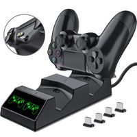 BEBONCOOL PS4 Controller Charger Playstation 4 Charger Station with 4 Micro USB Charging Dongles PS4 Controller Dual Charging Dock for Sony Playstation4/PS4 Slim/PS4 Pro Controller