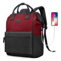 Wxnow Laptop Backpack Stylish College Rucksack Lightweight Bookbag Multipurpose Casual Wide Open Daypack Rucksack Computer Bag for Women Men Black-Red