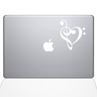 The Decal Guru 1947-MAC-11A-W Music Heart Decal Vinyl Sticker, 11" MacBook Air, White