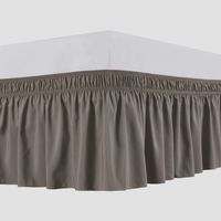 Biscaynebay Wrap Around Bed Skirts Elastic Dust Ruffles, Easy Fit Wrinkle and Fade Resistant Textured Silky Luxrious Fabric Solid Color, Taupe King 15 Inches Drop