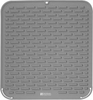 Silicone Dish Drying Mat - 18 x 16 - Extra High Ridges for Faster Drying, Kitchen Dish Mat, Counter top Mat, Dish Draining Mat, Sink Mat, Heat Resistant Trivet (GREY)