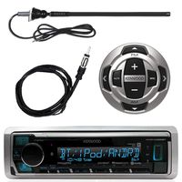 Kenwood Marine Digital Media Bluetooth Receiver, Antenna - 40", Wired Remote, Enrock AM/FM Antenna (Black)
