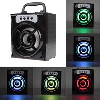 Dikley MS-132BT Bluetooth Wireless Speaker Heavy Bass LED lamp FM Broadcasting with USB Charging Port TF Card Slot AUX Inputs Volume & Track Control (Black)