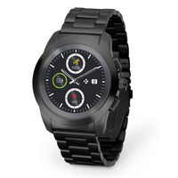 MyKronoz ZeTime Regular Elite Hybrid Smartwatch 44mm with Mechanical Hands Over a Color Touch Screen - Brushed Black/Metal Link