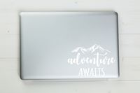 Adventure Awaits Vinyl Sticker Decal 5.5"x3.5" (White)