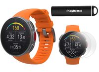 Polar Vantage V Pro (Orange) Power Bundle with PlayBetter Portable Charger & HD Screen Protectors (4-Pack) | GPS & Barometer | Heart Rate, Multisport Watch