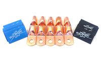 Sky High Car Audio (10) 1/0 Gauge Copper Ring Terminals 3/8" Blue/Black Heat Shrink Tubing LUGS