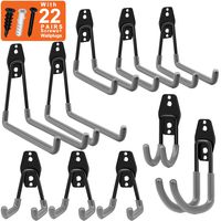 Garage Hooks, Inteli-topia Steel Garage Storage Hooks Utility Double Heavy Duty for Organizing Power Tools, Ladders, Bikes, Bulk Items, Pack of 10
