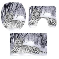 Pgojuni Christmas Fancy Scenery Bathroom Non-Slip Pedestal Rug + Lid Toilet Cover + Bath Mat Set 3PCS (B)