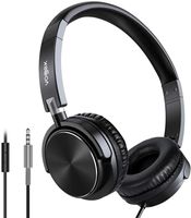 Vogek Portable On Ear Headphones with Mic, Lightweight Stereo Bass Headphones
