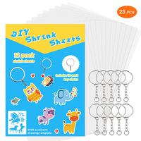 SoFire 12 Sheets Semitransparent Shrink Film Shrinky Art Film Paper with 10 Pack Key Chains and One Unicorn Traceable Template (Blank Sheet)