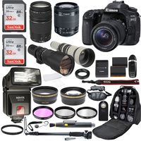 Canon EOS 80D Digital SLR Camera with EF-S 18-55mm is STM & EF 75-300mm f/4-5.6 III + 500mm Preset Telephoto Zoom Lens + 650-1300mm Telephoto Lens + Accessory Bundle (21 Items)