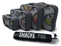 Shacke Pak - 5 Set Packing Cubes - Travel Organizers with Laundry Bag (Dark Grey)