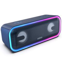 DOSS SoundBox Pro+ Wireless Bluetooth Speaker with 24W Impressive Sound, Booming Bass, Wireless Stereo Pairing, Mixed Colors Lights, IPX5 Waterproof, 15 Hrs Battery Life, 66 ft Bluetooth Range - Blue